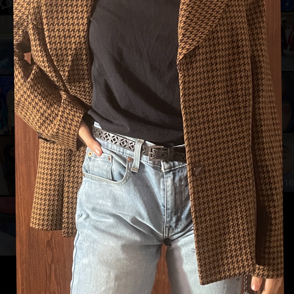 DANNY& NICOLE Brown Tan Houndstooth Blazer, size 16